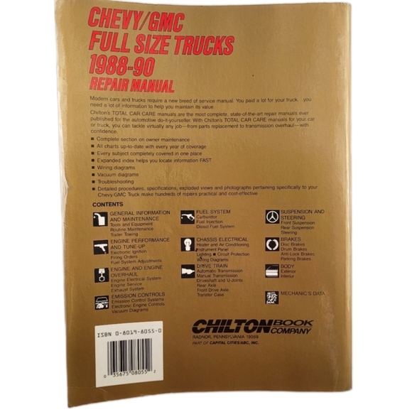 Chilton's Chevy GMC Full Size Trucks 1988-90 Repair Manual. Vintage. - Picture 2 of 2